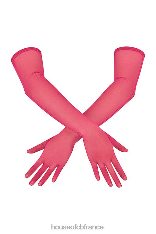House of CB gants longs en maille rose Esther N888H1250 accessoires