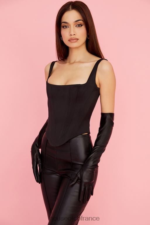 House of CB gants mi-longs en cuir végétalien noir margot N888H1249 accessoires