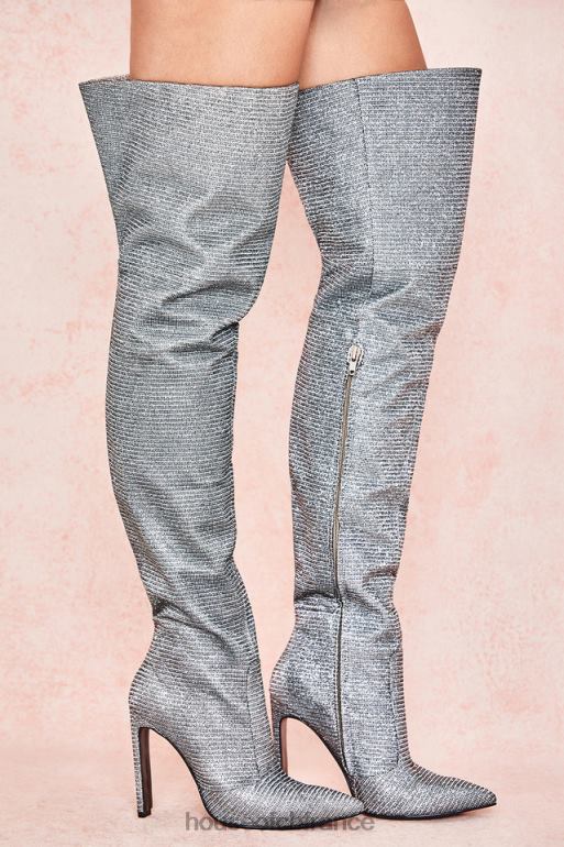 House of CB Cuissardes en cuir scintillantes argentées Stardust N888H1115 chaussures