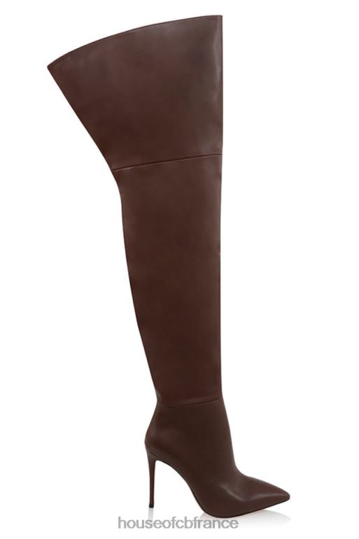 House of CB Lomax cuissardes en cuir véritable chocolat N888H1084 chaussures