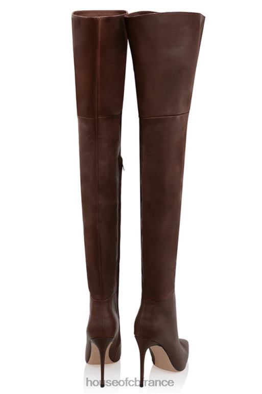 House of CB Lomax cuissardes en cuir véritable chocolat N888H1084 chaussures