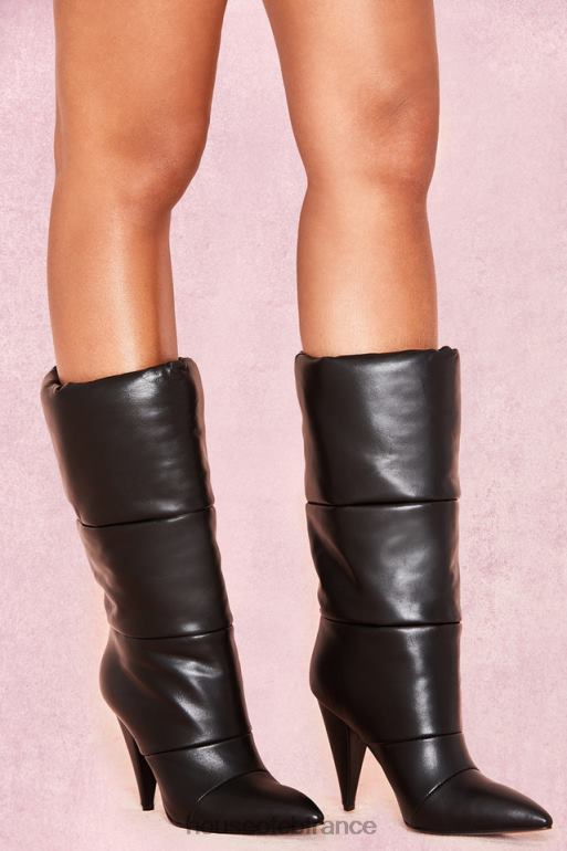 House of CB bottes bouffantes en cuir noir phénomène N888H1114 chaussures