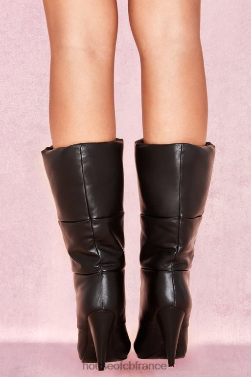 House of CB bottes bouffantes en cuir noir phénomène N888H1114 chaussures