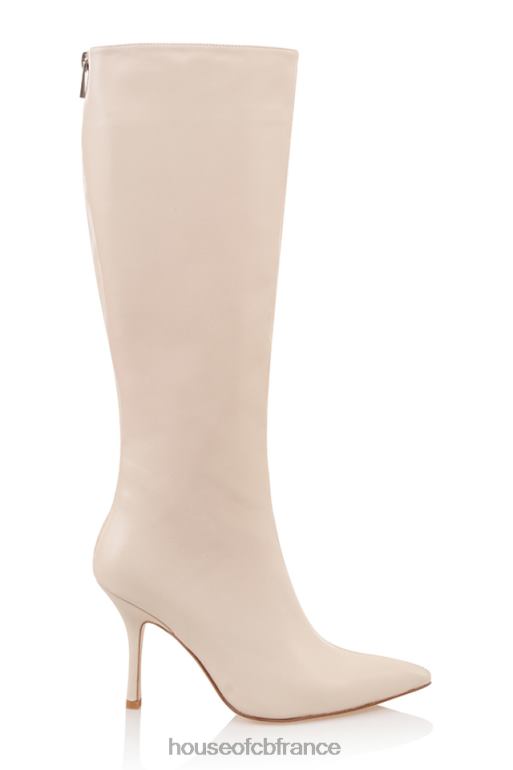 House of CB bottes hauteur genou en cuir crème royale N888H1072 chaussures