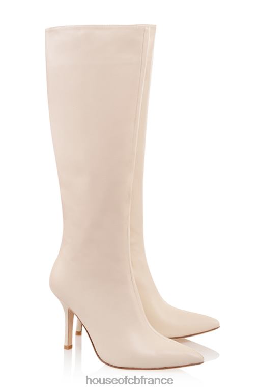 House of CB bottes hauteur genou en cuir crème royale N888H1072 chaussures
