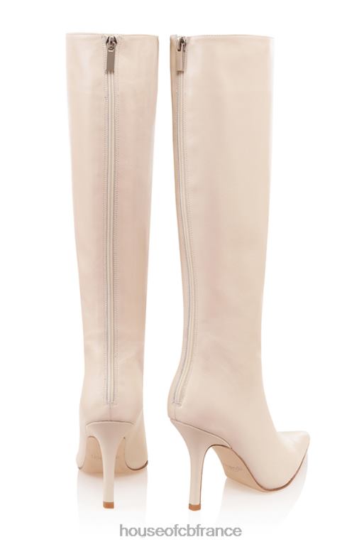 House of CB bottes hauteur genou en cuir crème royale N888H1072 chaussures