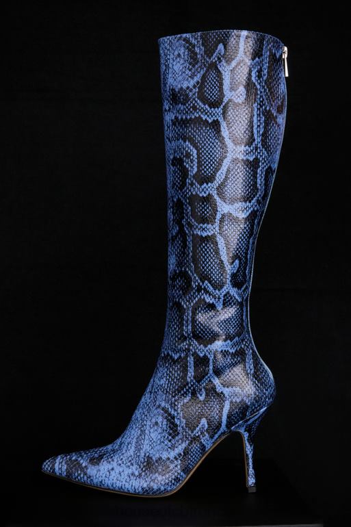House of CB bottes hauteur genou en cuir imprimé bleu royal N888H1070 chaussures