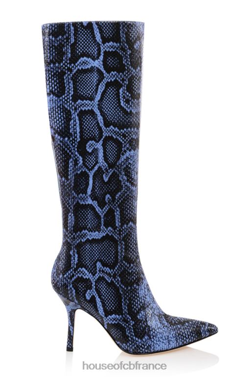 House of CB bottes hauteur genou en cuir imprimé bleu royal N888H1070 chaussures