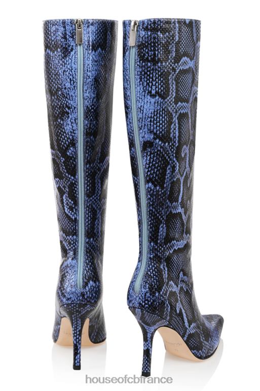 House of CB bottes hauteur genou en cuir imprimé bleu royal N888H1070 chaussures