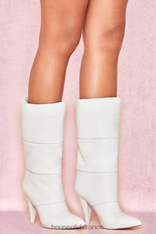 House of CB bottines doudounes en cuir blanc phénomène N888H1113 chaussures