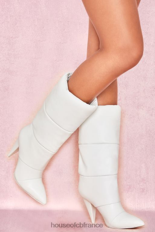House of CB bottines doudounes en cuir blanc phénomène N888H1113 chaussures