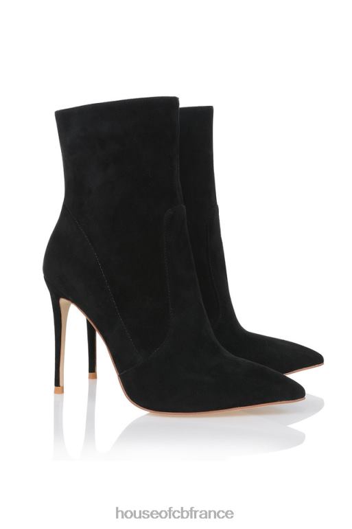 House of CB bottines serpenti en daim noir à talon aiguille N888H1123 chaussures