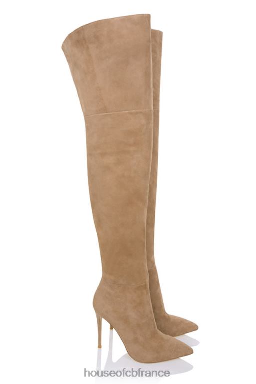 House of CB cuissardes extraordinaires en daim véritable beige N888H1122 chaussures