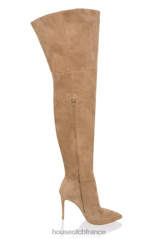 House of CB cuissardes extraordinaires en daim véritable beige N888H1122 chaussures