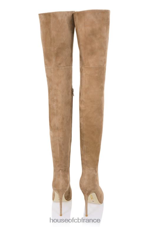 House of CB cuissardes extraordinaires en daim véritable beige N888H1122 chaussures