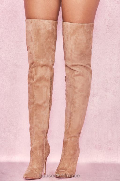 House of CB cuissardes extraordinaires en daim véritable beige N888H1122 chaussures