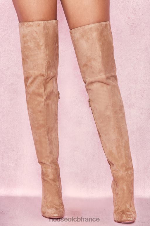 House of CB cuissardes extraordinaires en daim véritable beige N888H1122 chaussures