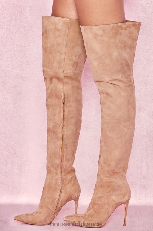 House of CB cuissardes extraordinaires en daim véritable beige N888H1122 chaussures