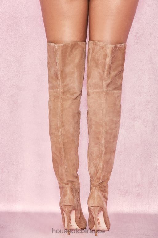 House of CB cuissardes extraordinaires en daim véritable beige N888H1122 chaussures