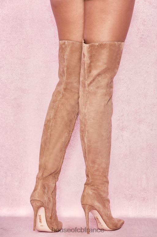 House of CB cuissardes extraordinaires en daim véritable beige N888H1122 chaussures