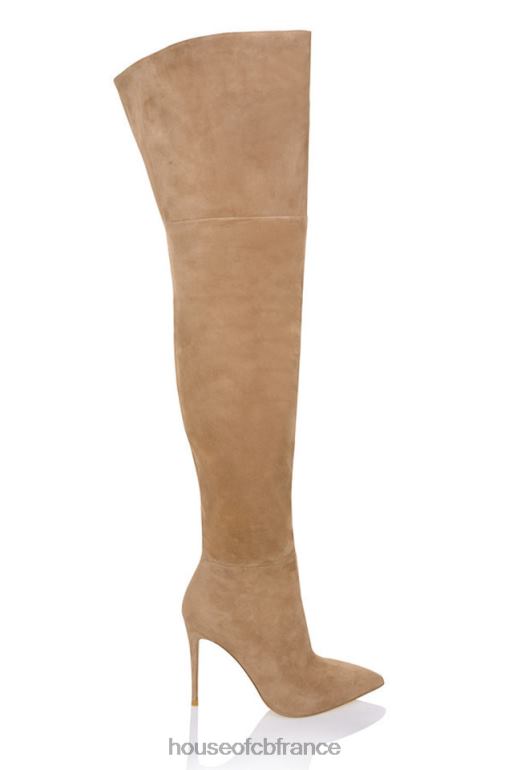House of CB cuissardes extraordinaires en daim véritable beige N888H1122 chaussures