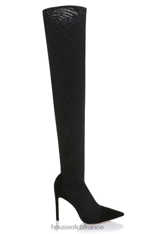 House of CB cuissardes à monogramme en résille noire escape N888H1088 chaussures