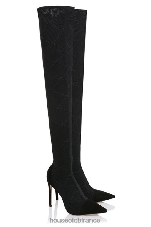 House of CB cuissardes à monogramme en résille noire escape N888H1088 chaussures