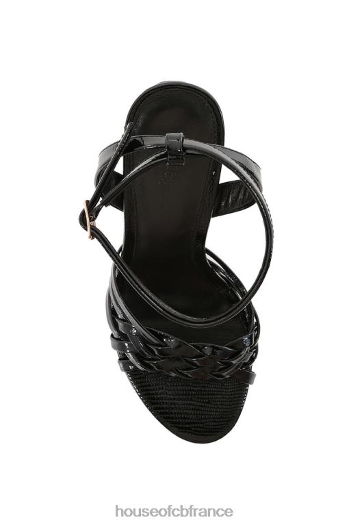 House of CB sandale plateforme en cuir noir queen N888H1096 chaussures