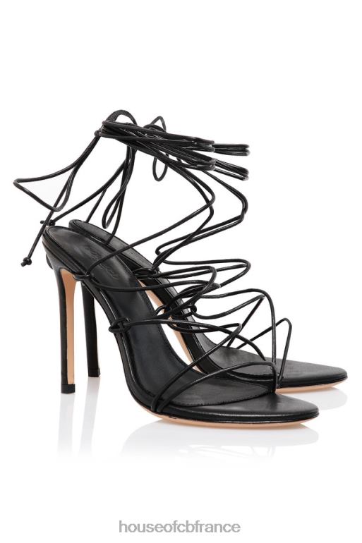 House of CB sandale tao 100 en cuir noir à peine là N888H1102 chaussures