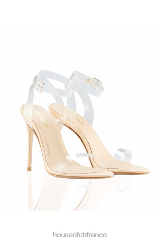 House of CB sandales en cuir beige à brides transparentes ghost N888H1124 chaussures