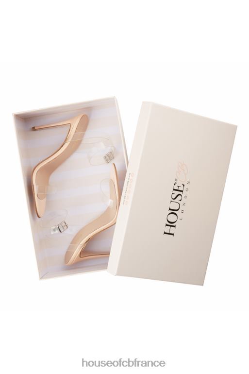 House of CB sandales en cuir beige à brides transparentes ghost N888H1124 chaussures