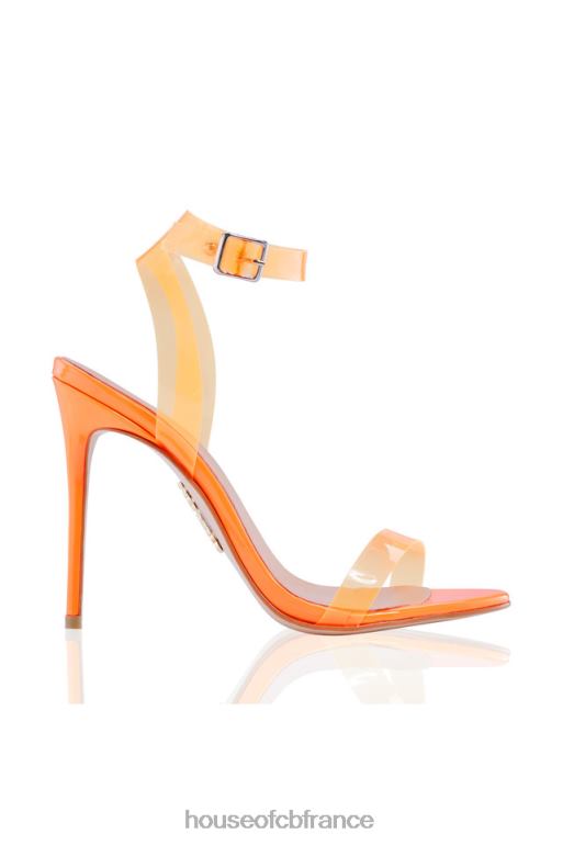 House of CB sandales en cuir à brides orange fluo ghost N888H1118 chaussures