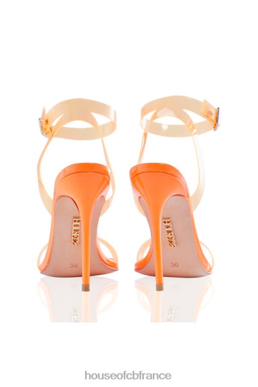 House of CB sandales en cuir à brides orange fluo ghost N888H1118 chaussures