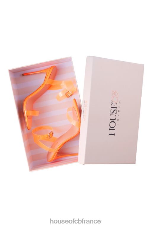 House of CB sandales en cuir à brides orange fluo ghost N888H1118 chaussures