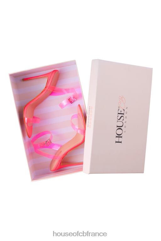 House of CB sandales en cuir à brides rose fluo ghost N888H1119 chaussures