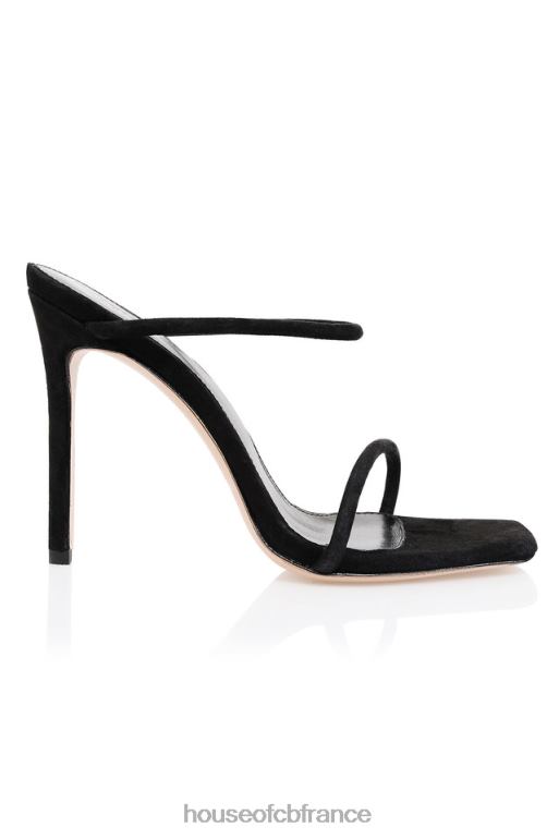 House of CB sandales pieds nus en daim noir à fines brides N888H1104 chaussures