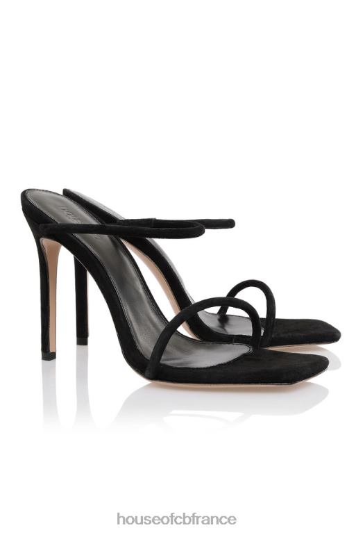 House of CB sandales pieds nus en daim noir à fines brides N888H1104 chaussures