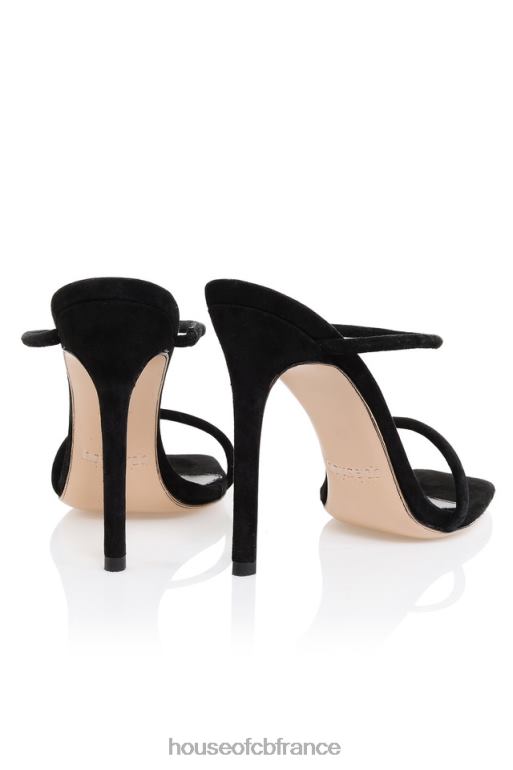 House of CB sandales pieds nus en daim noir à fines brides N888H1104 chaussures