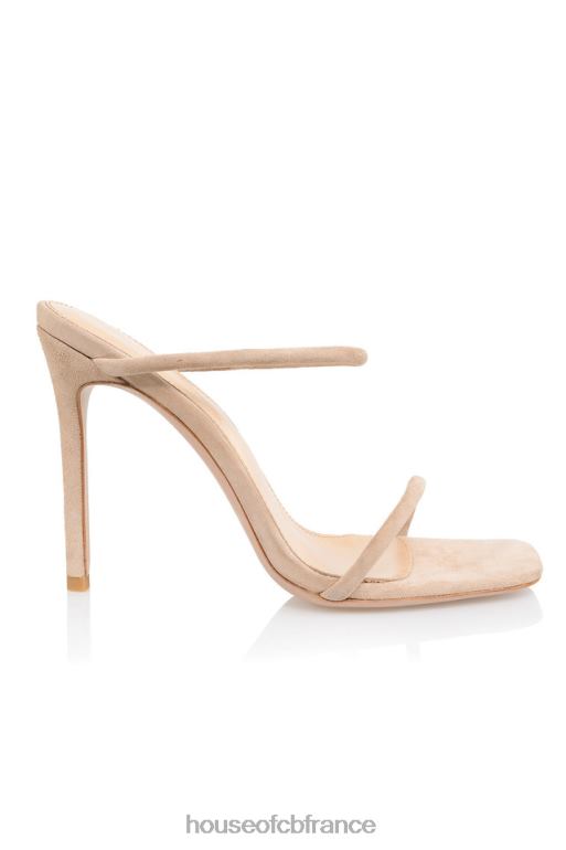 House of CB sandales pieds nus à fines brides en daim beige N888H1107 chaussures