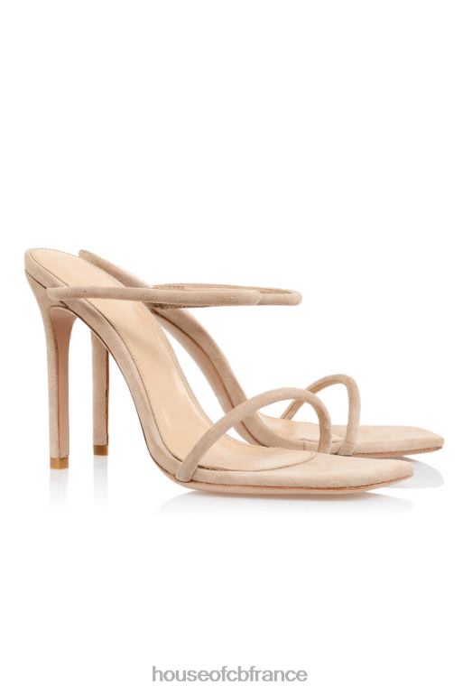 House of CB sandales pieds nus à fines brides en daim beige N888H1107 chaussures