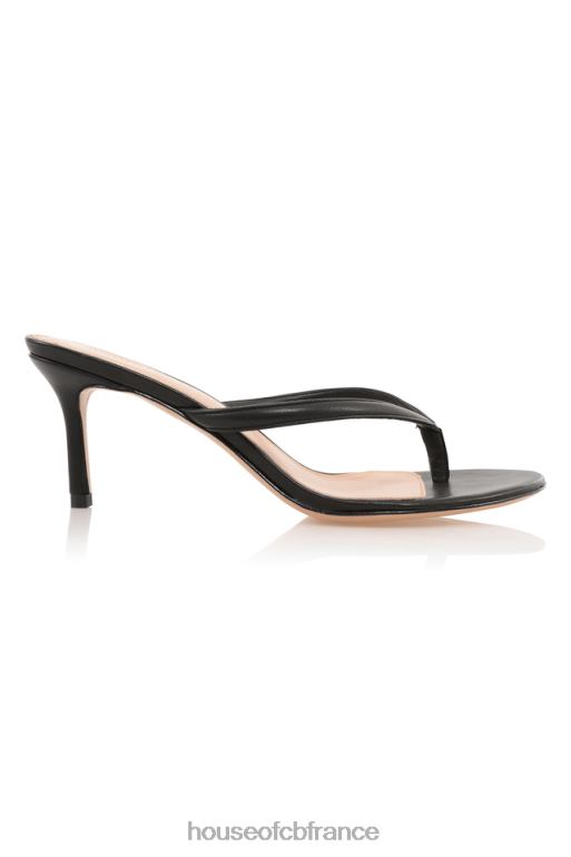 House of CB tongs à talon moyen en cuir noir lola N888H1077 chaussures