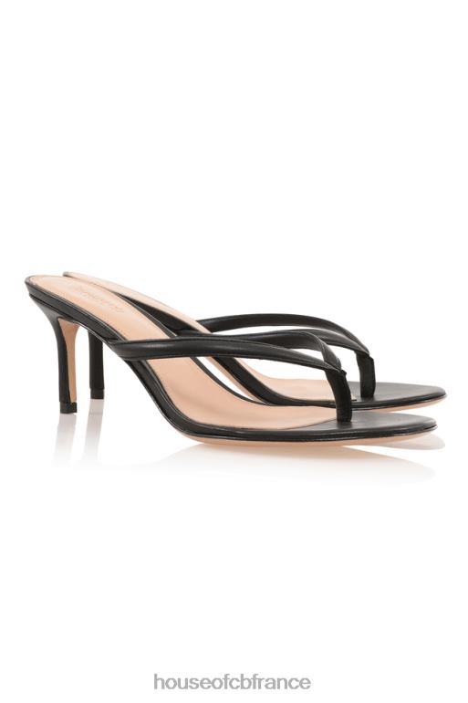 House of CB tongs à talon moyen en cuir noir lola N888H1077 chaussures