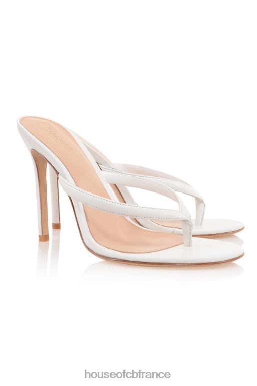 House of CB tongs à talons hauts en cuir blanc lola N888H1079 chaussures