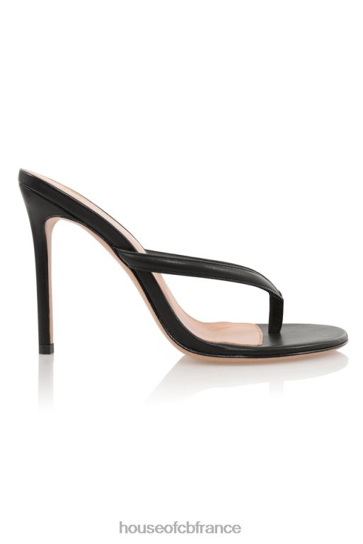 House of CB tongs à talons hauts en cuir noir lola N888H1080 chaussures