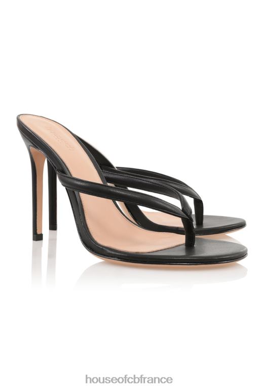 House of CB tongs à talons hauts en cuir noir lola N888H1080 chaussures