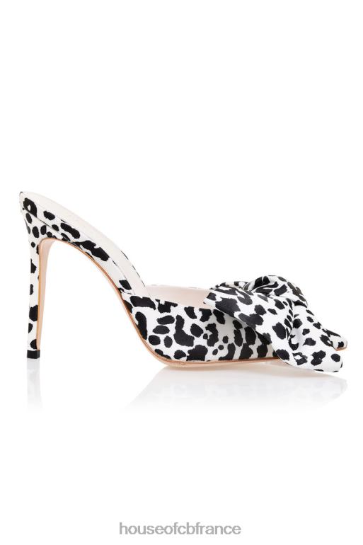 House of CB Beaubelle - mules oversize à nœud et imprimé dalmatien N888H1110 chaussures