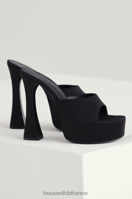 House of CB mules à plateforme en satin noir Alessandra N888H1065 chaussures