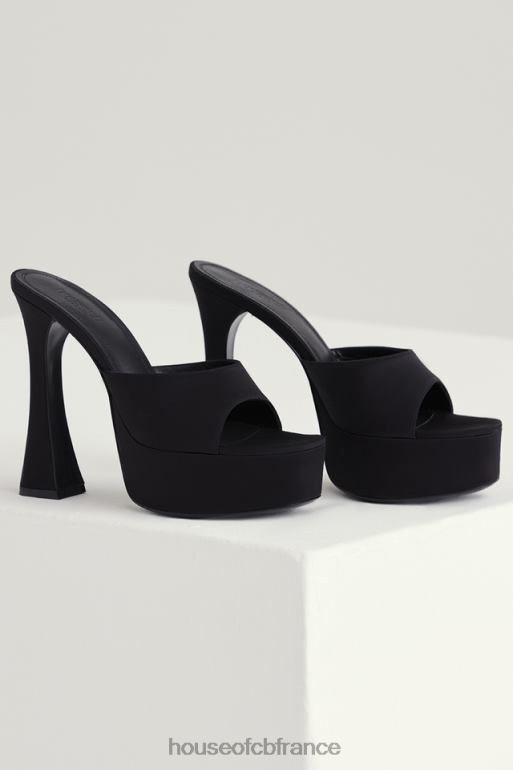 House of CB mules à plateforme en satin noir Alessandra N888H1065 chaussures