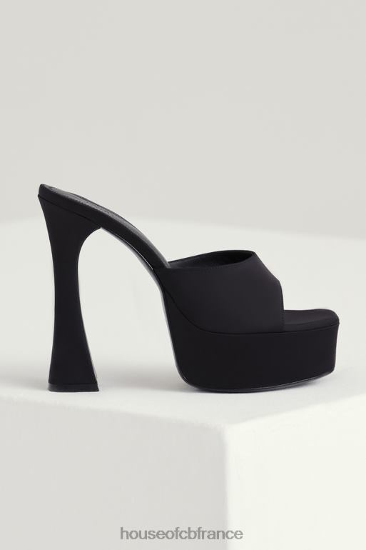 House of CB mules à plateforme en satin noir Alessandra N888H1065 chaussures