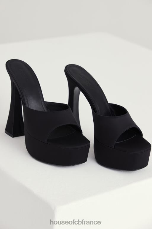 House of CB mules à plateforme en satin noir Alessandra N888H1065 chaussures